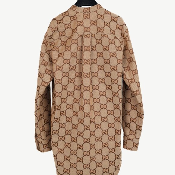 Gucci Camel Ebony Maxi GG Canvas Utility Shirt - Picture 3 of 15